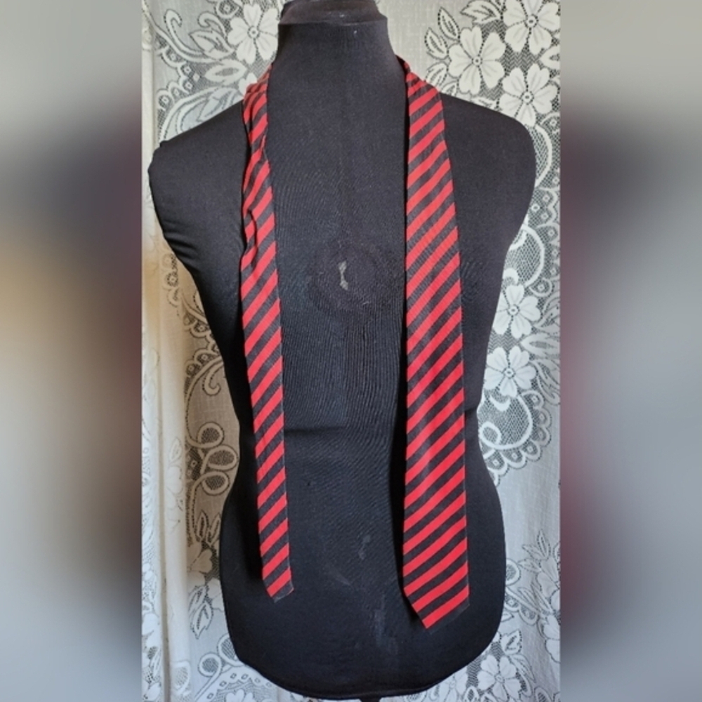 Red and Black Striped Tie - O/S
